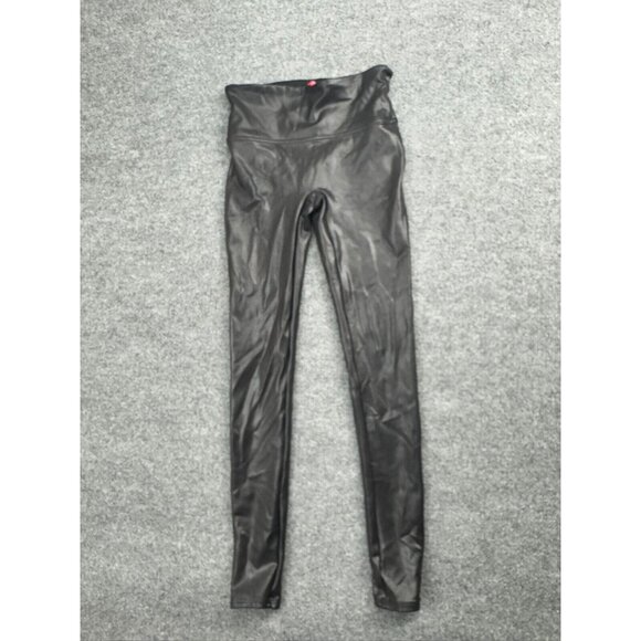 Spanx Faux Leather Leggings Women's Small Black Pull On Mid Rise Skinny - Picture 1 of 9